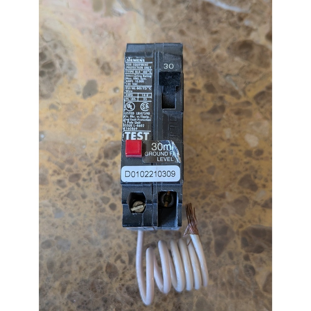 Siemens BE130 30-Amp Single Pole 120-Volt10KAIC Ground Fault Circuit interrupter